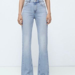 Zara Back Slit Flared Jeans